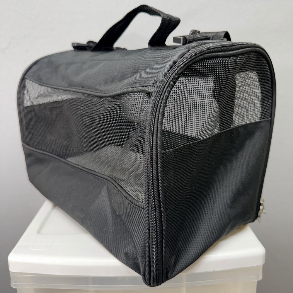 Soft Sided Pet Carrier Black Mesh Travel Bag Small Dog Cat Portable